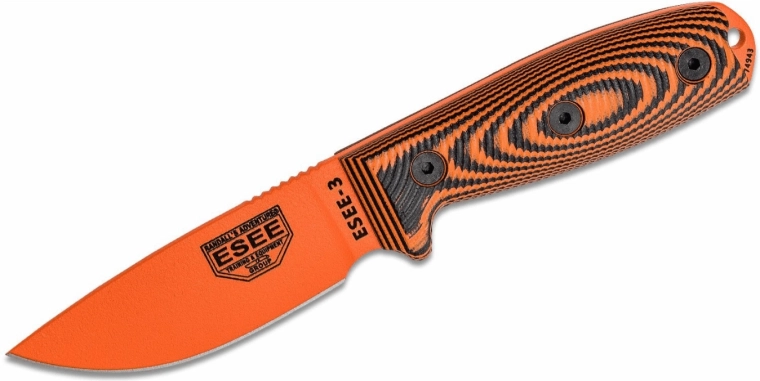 ESEE Model 3 3D Orange survival nôž 8,8 cm, G10, čierno‑červený, čierne puzdro