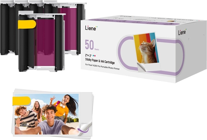 Samolepiaci fotopapier Liene 2×3", 50 listov + 5 atramentových kaziet