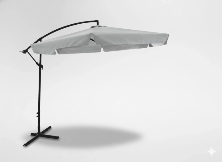 Záhradný závesný slnečník 3 m sivý banana s obalom