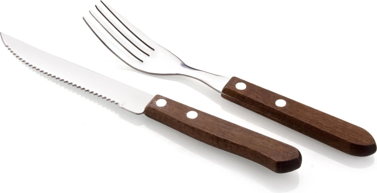 Steaková sada príborov BBQ 12 ks nerez s tmavou drevenou rukoväťou