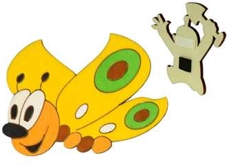 Drevená magnetka motýľ žltý Dodo