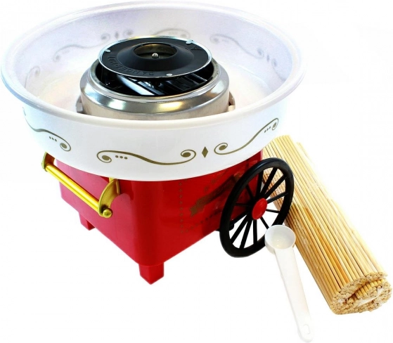 Retro stroj na prípravu sladkej cukrovej vaty červený
