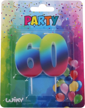 Narodeninová sviečka číslo 60 dúhová