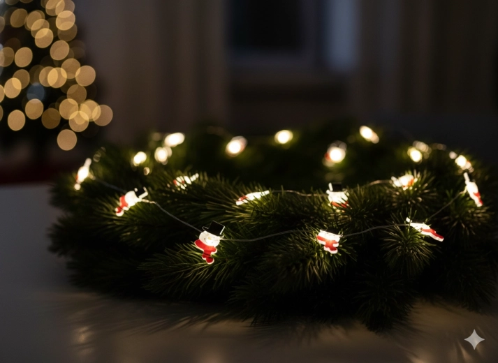 Svetelná reťaz LED snehuliaci, 20 svetiel, na batérie