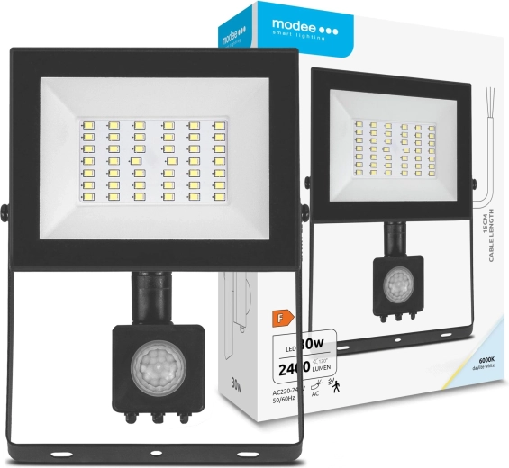 LED reflektor so senzorom 30 W, 120°, 2400 lm, 6000 K – MODEE E‑series