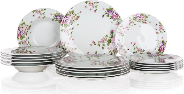 Porcelánová jedálenská súprava Beauty, 18 dielov, kvetinový dekor