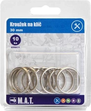 Krúžok na kľúče 30 mm nikel – sada 10 ks