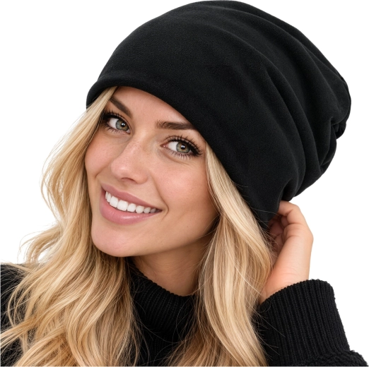 Zimná čiapka beanie Trizand čierna s flísovou podšívkou