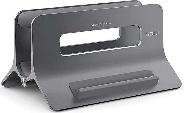 Gravitačný vertikálny stojan na MacBook a notebooky Sodi, sivý