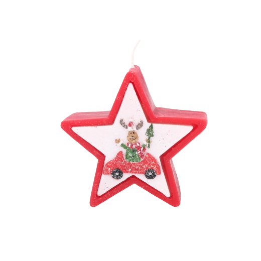 Vianočná hviezdicová sviečka so sobom v aute