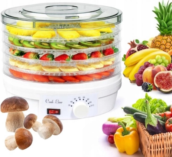 Elektrická sušička potravín 5-poschodová 245 W, priemer 32 cm