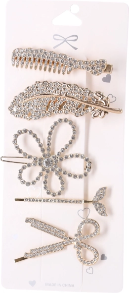 Sada zlatých spôn do vlasov - 5 kusov