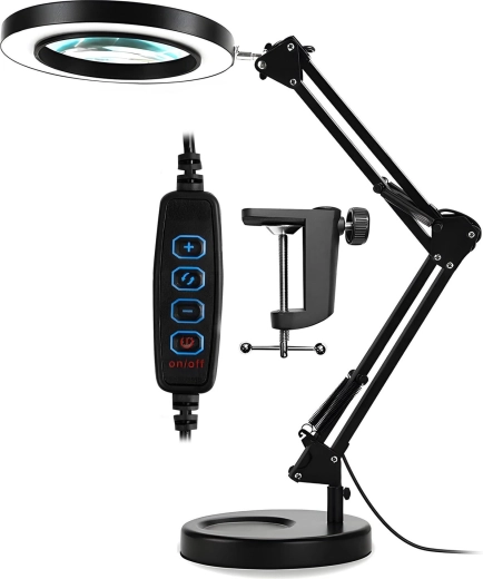 Stolná LED lampa s lupou