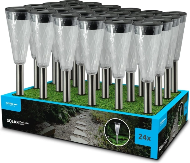 Modee záhradná solárna LED lampa do zeme GS020 35 cm studená biela