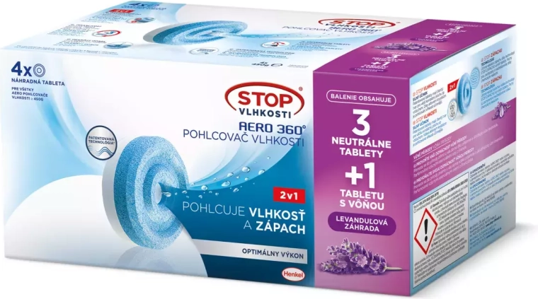 Ceresit Stop vlhkosti Aero 360° náhradné tablety 2v1, 3× neutrálne + 1× levanduľa