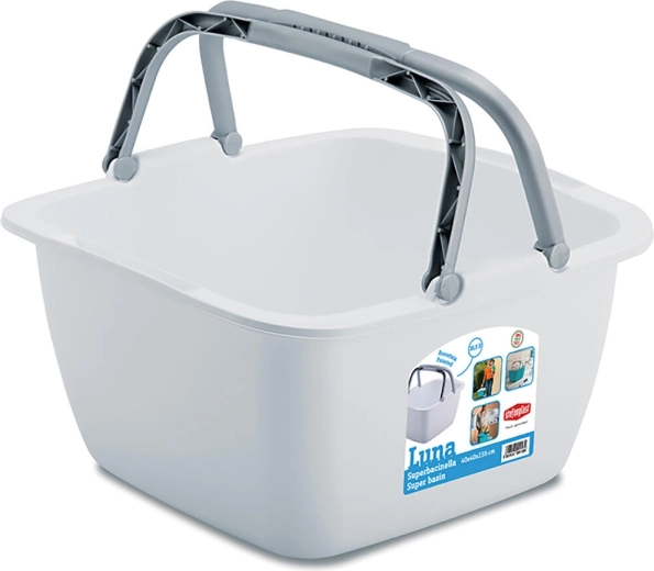 Štvorcový plastový drez LUNA 40 cm s úchytmi, 18,5 l