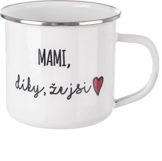 Biely plechový hrnček „Mami, vďaka, že si“ 500 ml