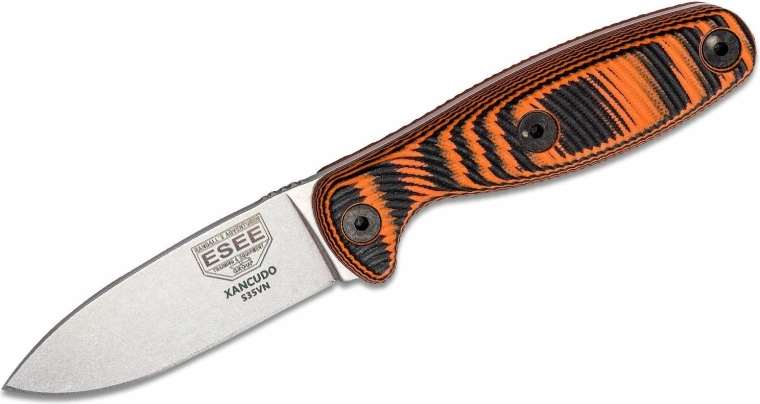 ESEE Xancudo outdoorový nôž 7,5 cm, stonewash, čierno‑oranžová G10, puzdro Zytel
