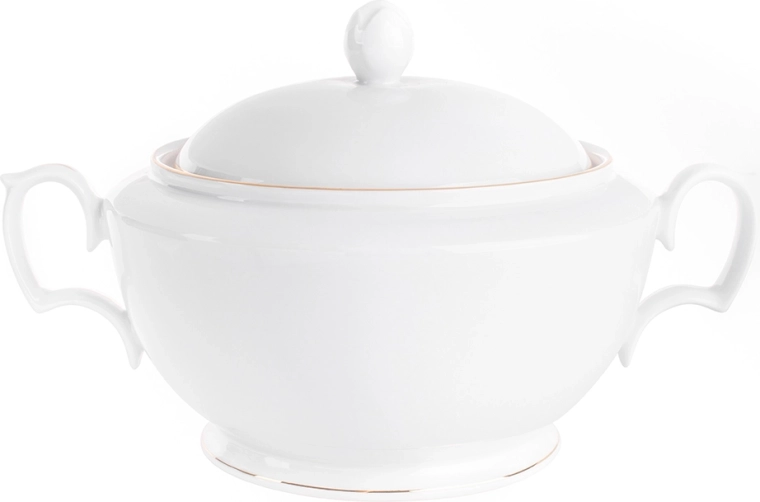 MariaPaula klasická porcelánová polievková misa so zlatou linkou 2,7 l