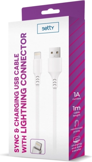 Setty USB–Lightning kábel 1 m biely
