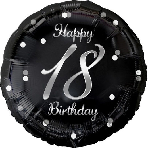 Fóliový balónik Happy 18 Birthday čierny 18"