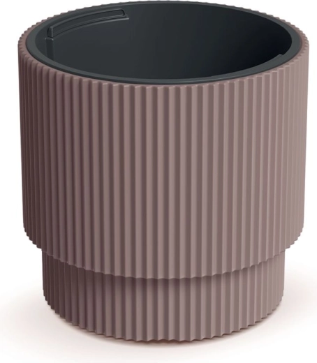 Ryhovaný kvetináč s vložkou 29,8 cm – farba marsala, odolný plast