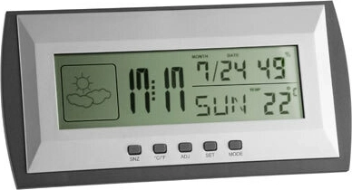 Digitálna meteostanica TFA s predpoveďou počasia a budíkom