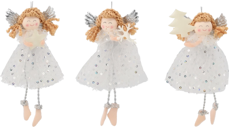 Vianočná závesná ozdoba anjelik 7,5 × 16 cm (mix vzorov)