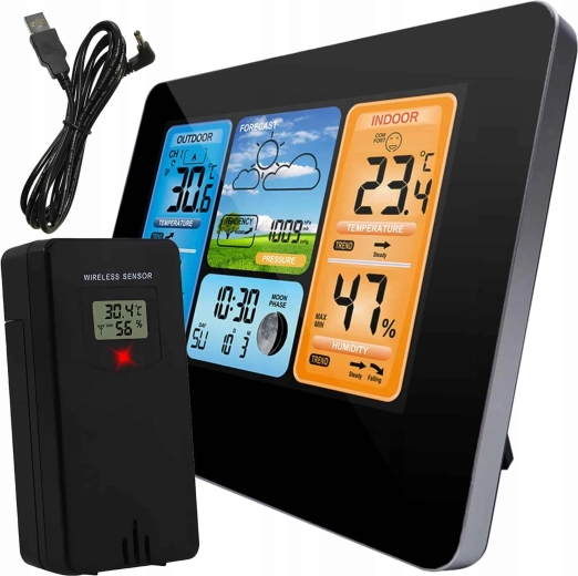 Renew force domáca meteostanica sunny s farebným LCD displejom a bezdrôtovým vonkajším čidlom - 1 kus