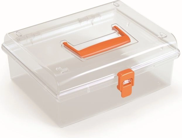 Plastový organizér s priehľadným vekom, oranžový 245 × 214 × 100 mm