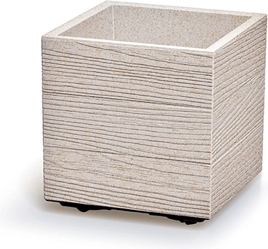 Kvetináč Madera Square Eco Wood 29 cm, biely, plast s UV ochranou
