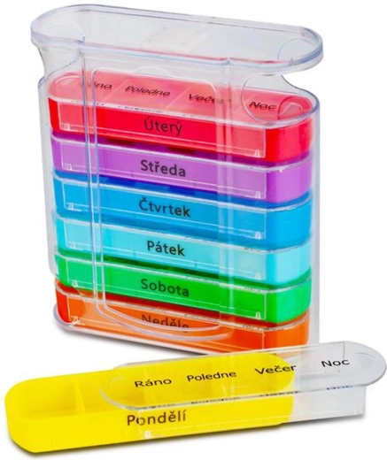 Dávkovač liekov TORO 7 dní – ráno, poludnie, večer, noc