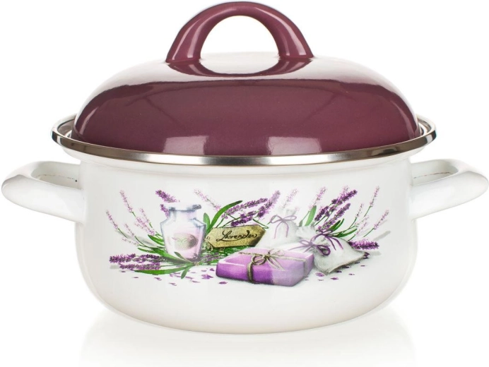 Smaltovaný kastról Lavender 20 cm s pokrievkou 2,1 l