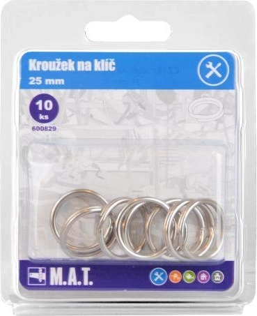 Kovový krúžok na kľúče 25 mm, nikel – balenie 10 ks