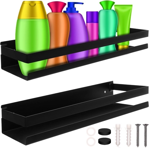 čierna nástenná kúpeľňová polica z nehrdzavejúcej ocele 50 cm