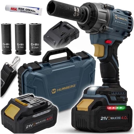 Humberg akumulátorový rázový uťahovák 21 V 650 Nm HM-441 s kufrom