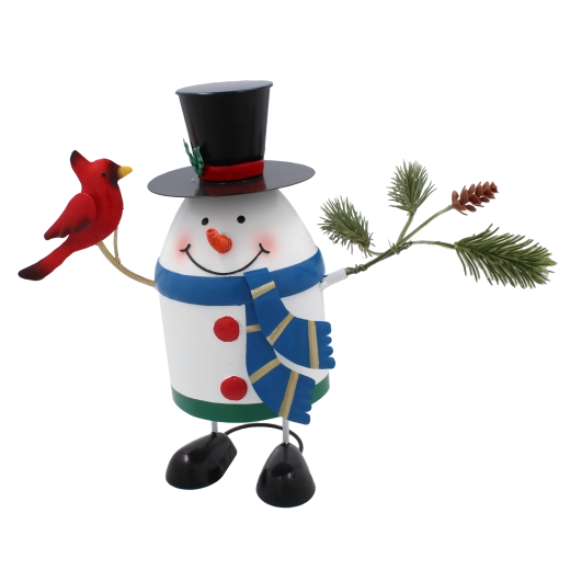 Kovový vianočný snehuliak 14 × 12 × 20 cm