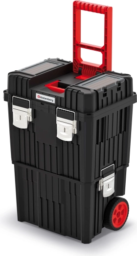 Modulárny kufor na náradie Heavy 71 l s kolieskami a sklopnou rukoväťou