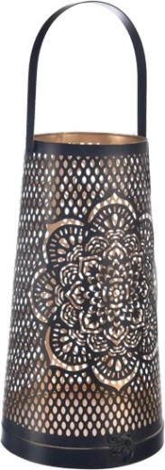 Kovový svietnik Mandala čierny/zlatý 20 cm