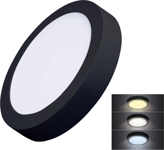 Solight prisadený LED mini panel CCT 18 W, okrúhly, čierny