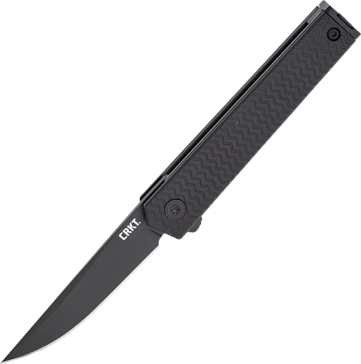 CRKT CEO Microflipper čierny vreckový nôž Drop Point 6 cm, hliníková rukoväť