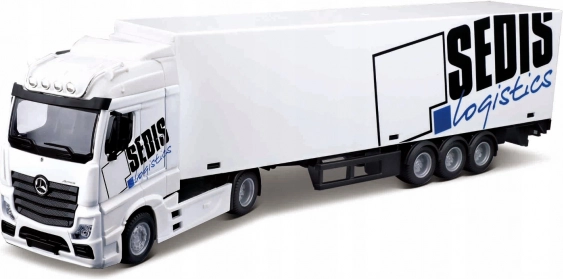 Bburago Mercedes‑Benz Actros SEDIS Logistics 1:43 s vysokozdvižným vozíkom a príslušenstvom