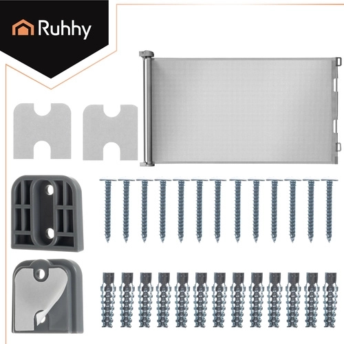 Zatahovacia bezpečnostná bránka do dverí a na schody RUHHY, sivá, do šírky 157 cm