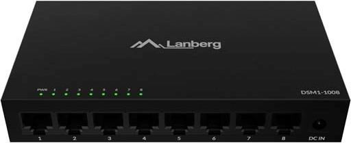 Neriadený gigabitový desktopový switch 8× RJ‑45 v kovovom šasi 12 V