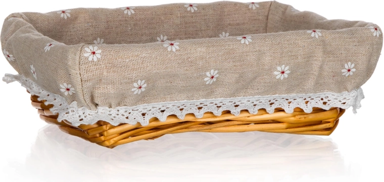 Prútený košík Daisy s bavlnenou vložkou 22 × 16 × 6,5 cm