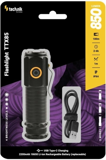 Technik TTX85 taktická baterka 850 lm s batériou 18650