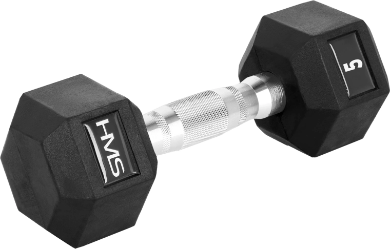 HMS hexagonálna pogumovaná jednoručka HEX PRO 5 kg
