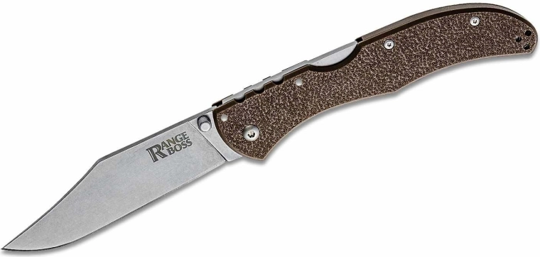 Skladací nôž Cold Steel Range Boss 10,2 cm, stonewash, hnedý, s vreckovým klipom