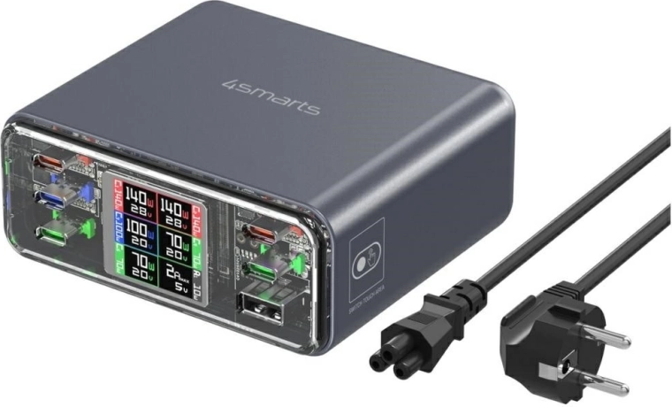Stolová nabíjačka 4smarts Lucid GaN DIY 360 W, 5× USB‑C + 1× USB‑A