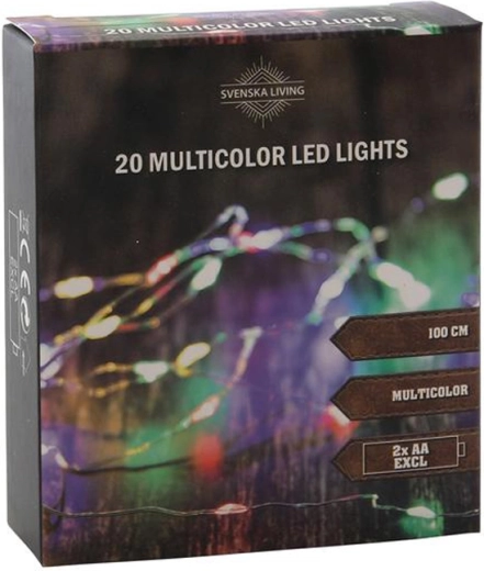 Svetelný reťaz 20 LED, viacfarebný, 100 cm